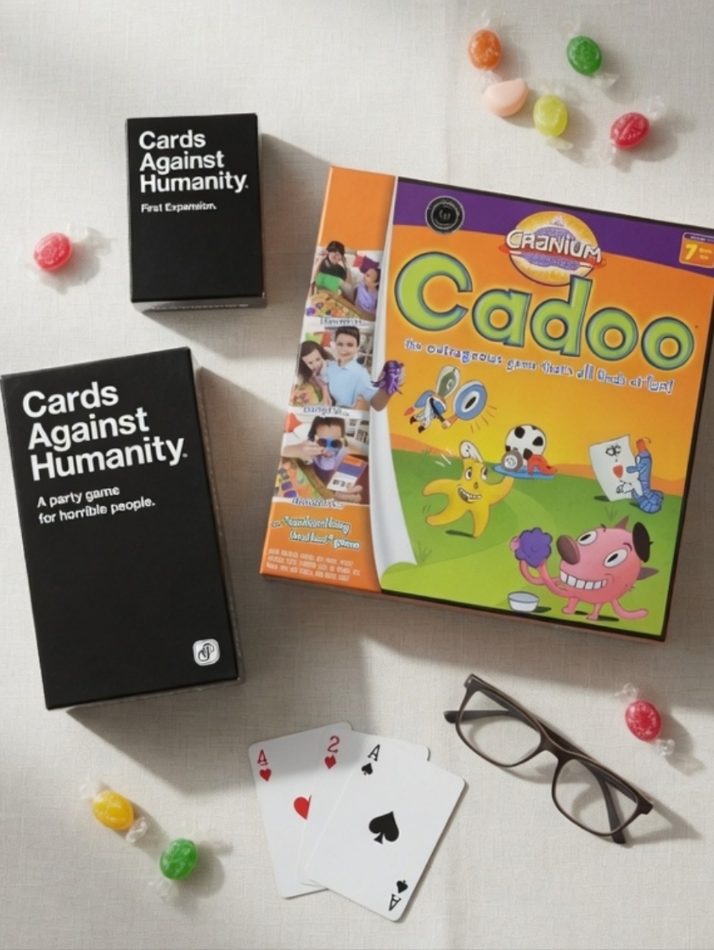 Cadoo & Cards Against Humanity & Expansion Pack Bundle...Game Night